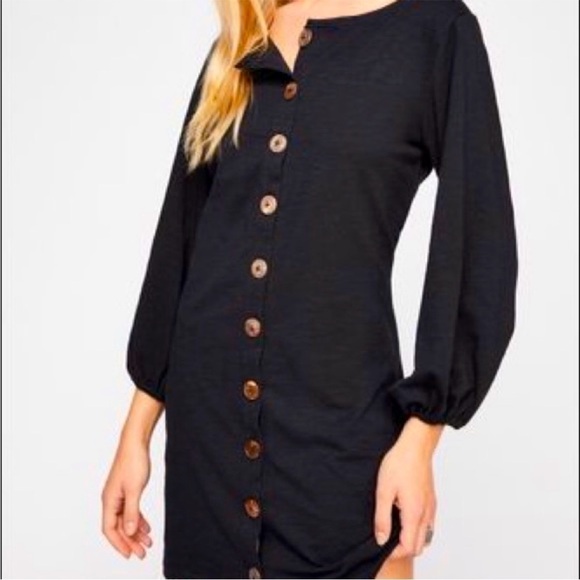 Free People Dresses & Skirts - Free People Beach mini black dress long sleeves